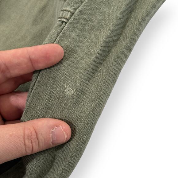 American Eagle Army Green Linen Blend Cargo Pants Womens 4 Distressed Grunge - Picture 5 of 15